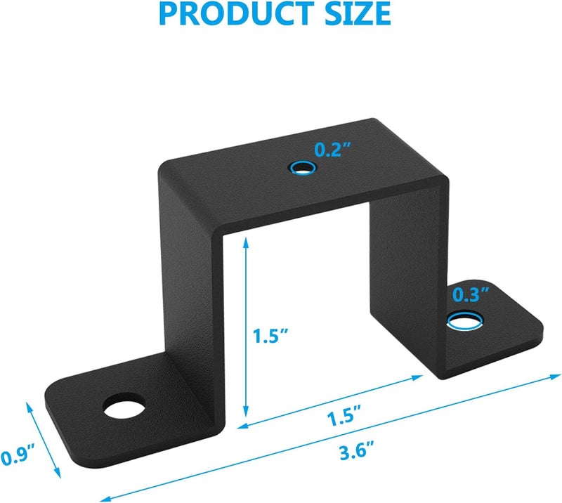 Wpbhk 8Pcs Square Tube Strap Clamp for 1-1/2" x 1-1/2" Square Pipe, Strap Post Ties, Metal U Clamp Bracket Square Pipe Clamp, Powder Coated Black Square Tube Buckle - Image 2
